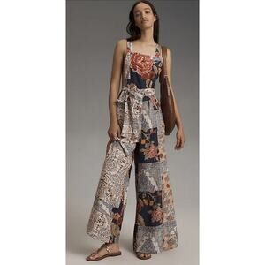 Anthropologie LET ME BE Patchwork Prted Overalls Size Large